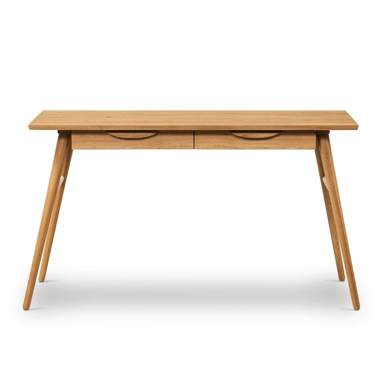 Poly & Bark Etta Office Desk - Solid Wood with Two Softclose Drawers