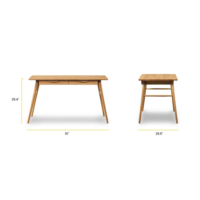 Poly & Bark Etta Office Desk - Solid Wood with Two Softclose Drawers