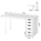 Modern Simple Computer Desk Study Writing Table with 5 Drawers