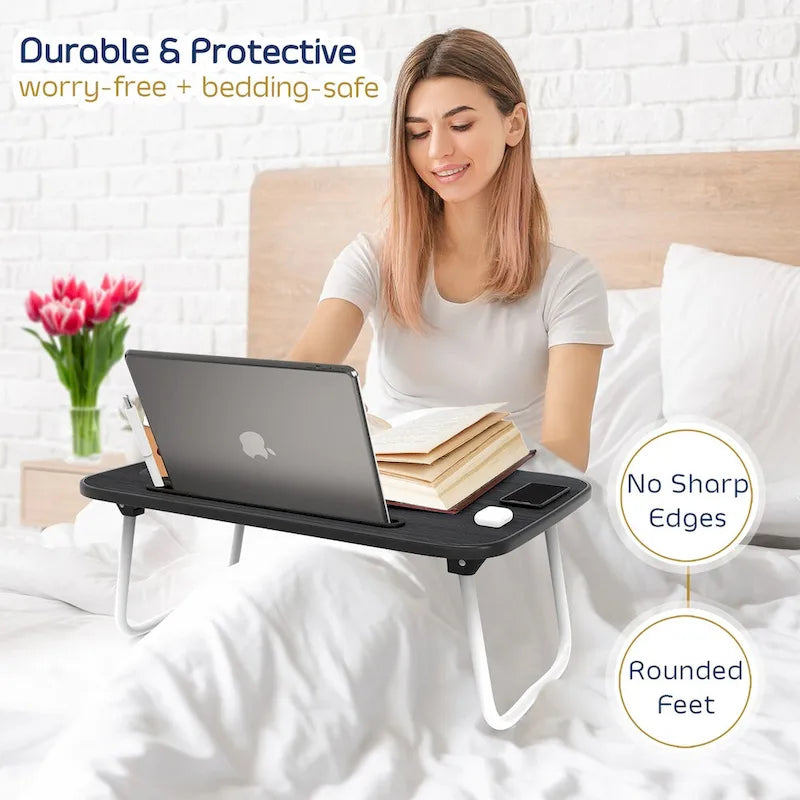 Nestl Adjustable Laptop Bed Tray Table - Portable Lap Desk with Foldable Legs - Space Saving Lapdesk