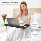 Nestl Adjustable Laptop Bed Tray Table - Portable Lap Desk with Foldable Legs - Space Saving Lapdesk