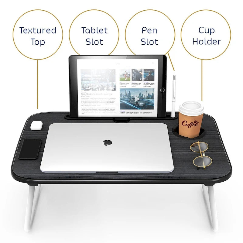 Nestl Adjustable Laptop Bed Tray Table - Portable Lap Desk with Foldable Legs - Space Saving Lapdesk