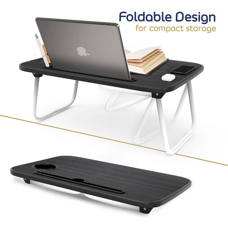 Nestl Adjustable Laptop Bed Tray Table - Portable Lap Desk with Foldable Legs - Space Saving Lapdesk