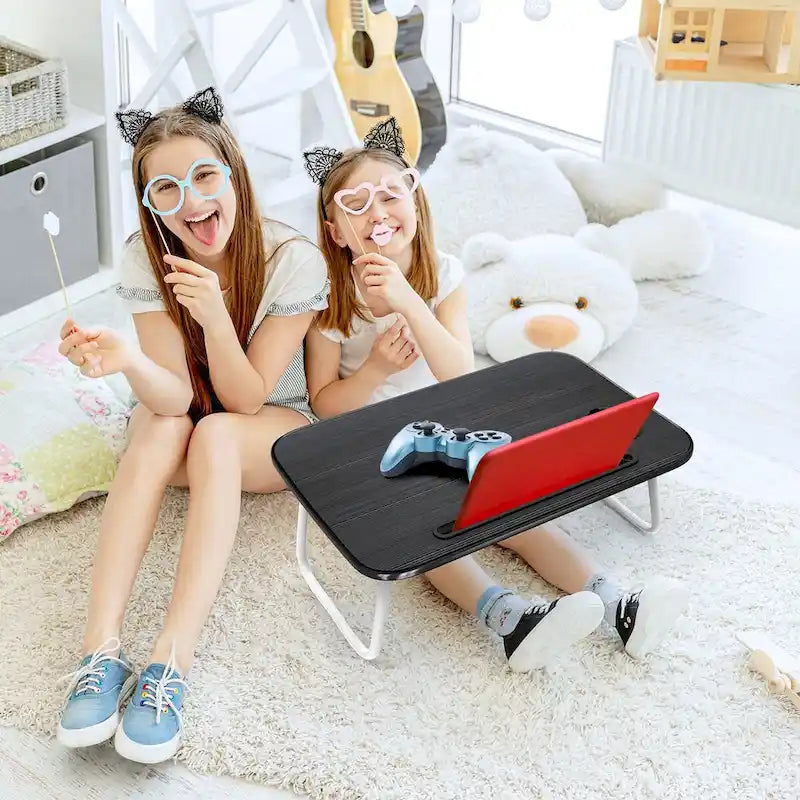 Nestl Adjustable Laptop Bed Tray Table - Portable Lap Desk with Foldable Legs - Space Saving Lapdesk