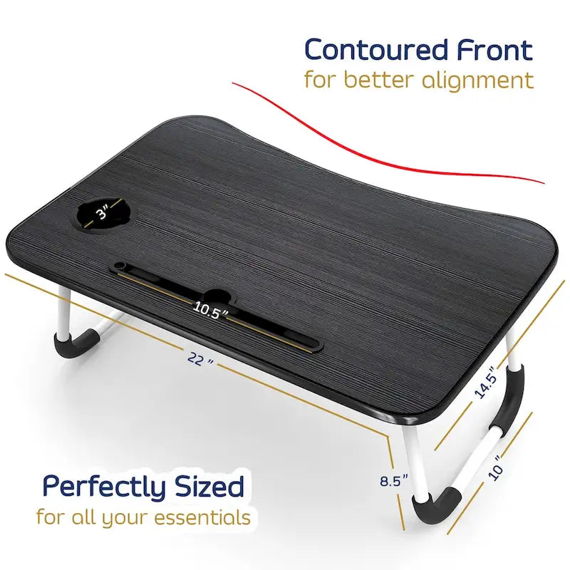 Nestl Adjustable Laptop Bed Tray Table - Portable Lap Desk with Foldable Legs - Space Saving Lapdesk