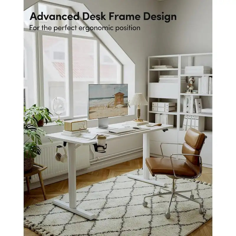 FEZIBO Standing Desk, Electric Stand up Height Adjustable Home Office Table, Sit Stand Desk with Splice Board