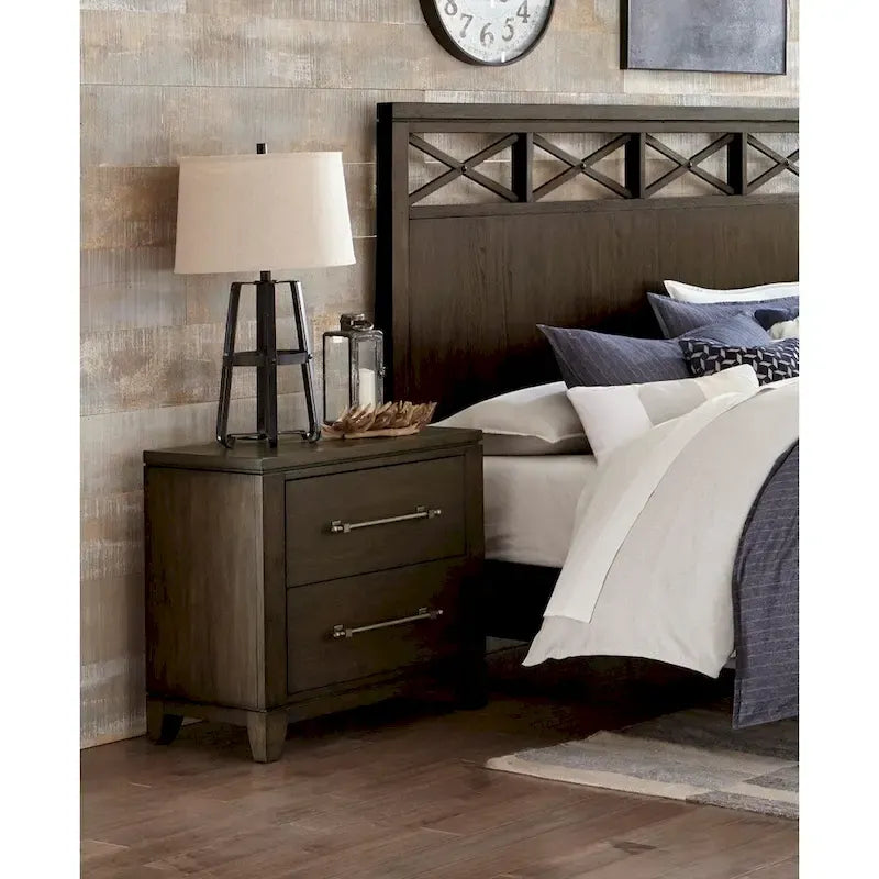 Modern Contemporary Dark Brown Bedroom Bed Nightstand Chest