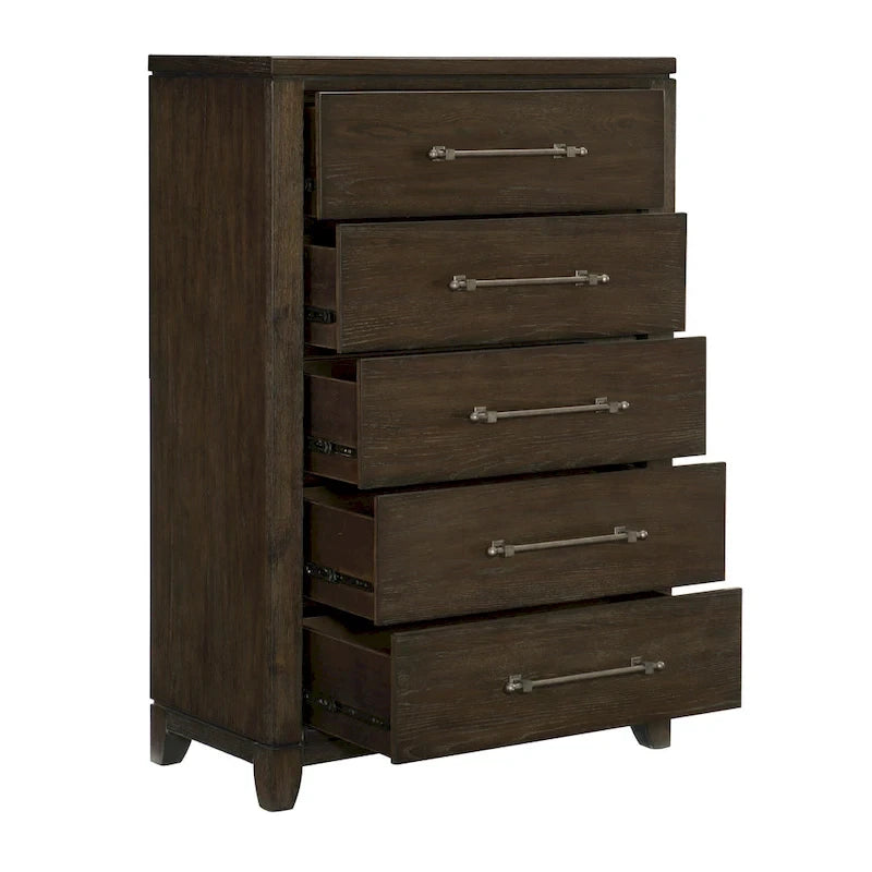 Modern Contemporary Dark Brown Bedroom Bed Nightstand Chest