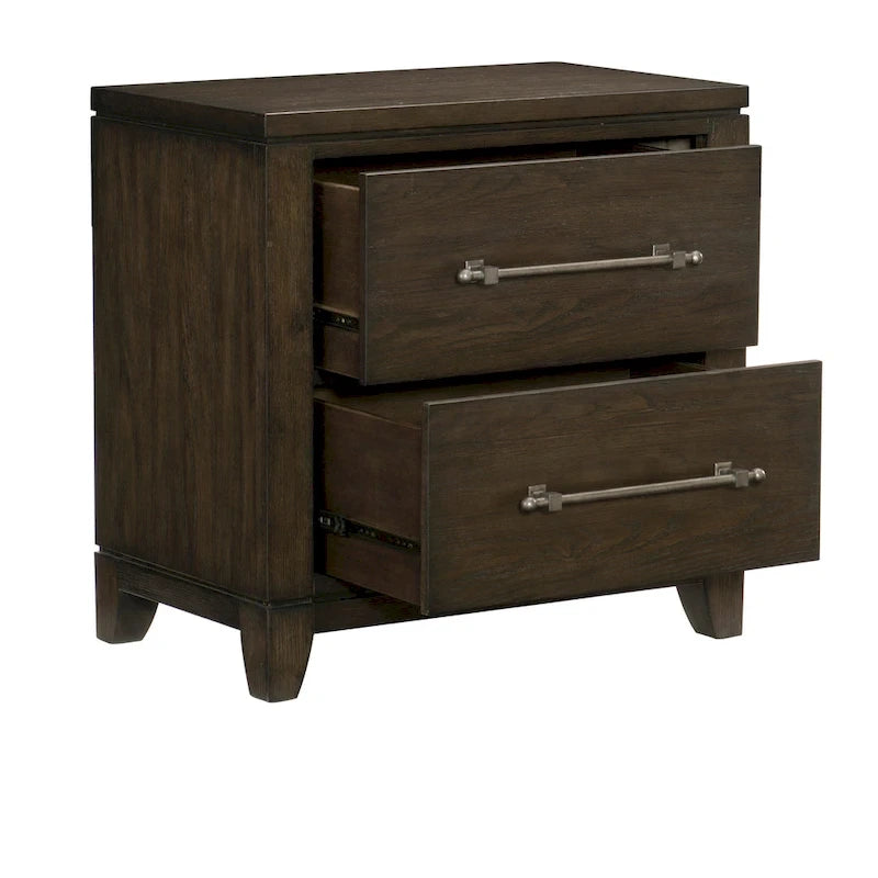 Modern Contemporary Dark Brown Bedroom Bed Nightstand Chest