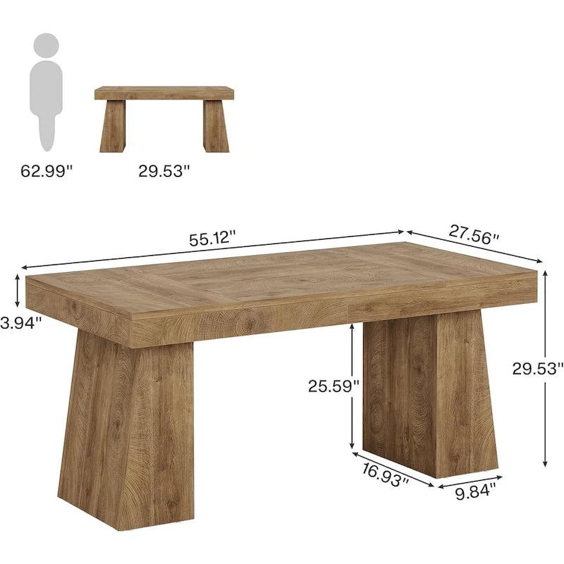 55 Inches Executive Desk Home Office Desk, Wood Computer Desk Business Workstation Desk