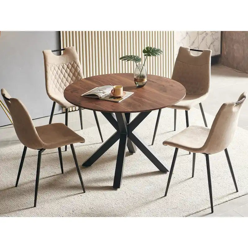 Dining Table Metal Leg Mid-century Dining Table for 4-6 people With MDF Table Top, Pedestal Dining Table