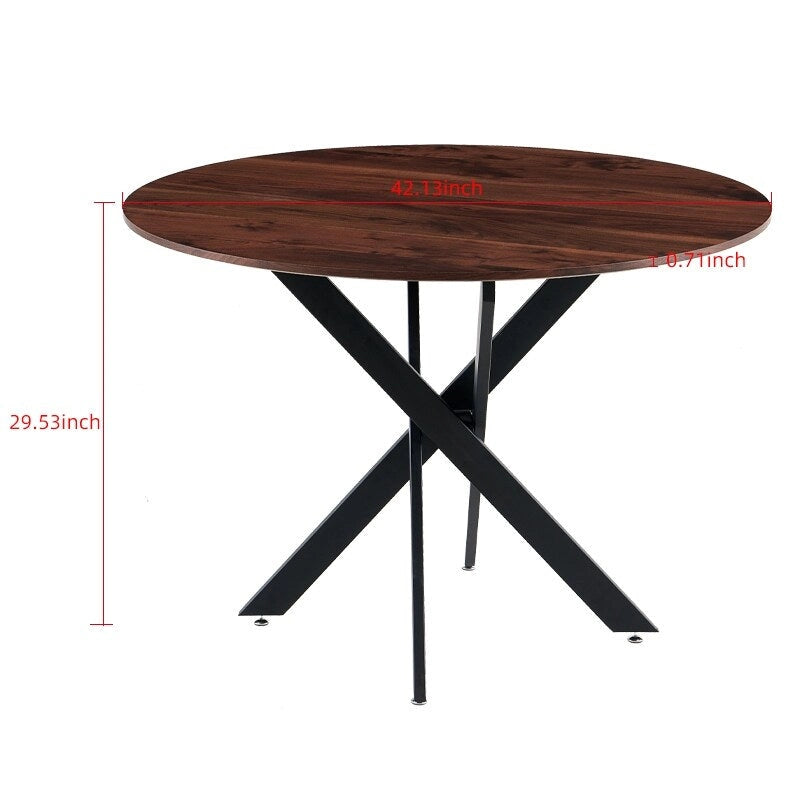 Dining Table Metal Leg Mid-century Dining Table for 4-6 people With MDF Table Top, Pedestal Dining Table